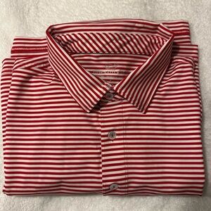 Vineyard Vines Men’s Red and White Striped Polo. Size Large. Poly/Span. Like New